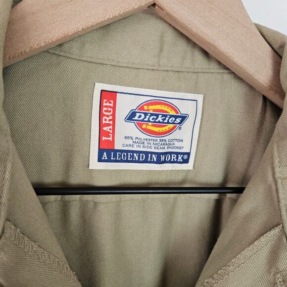 Dickies Pest Control Embroidered Work Shirt L Tan Short Sleeve Ralphie Pocket - Picture 5 of 7